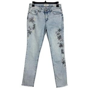 Jessica Simpson Light Wash Skinny Jeans with Floral Embroidery